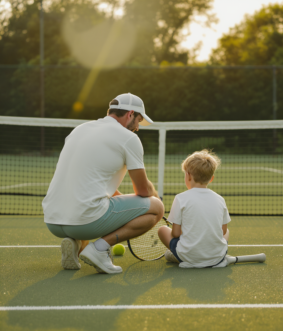 Coach giving quiet encouragement to a young player